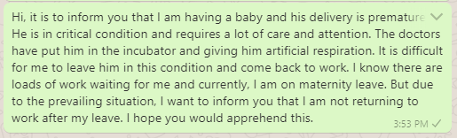 Messages for Not Returning to Work after Maternity Leave
