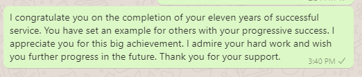 Employee anniversary messages