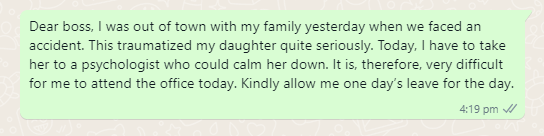 Leave message for daughter admitted to hospital